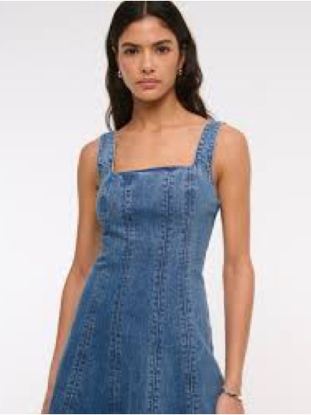 Abercrombie & Fitch Blue Denim Square-Neck Mini Dress